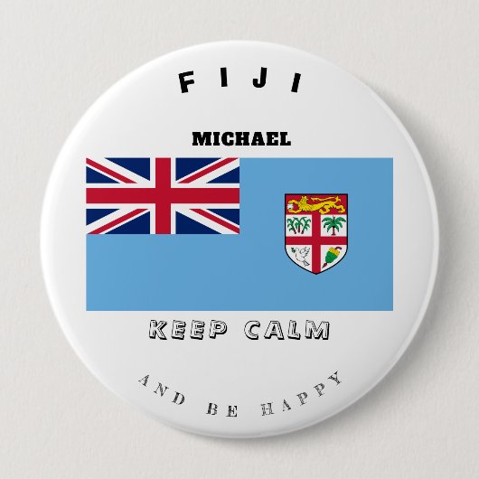 Keep Calm & Fiji Flag Button (Voorkant)