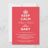 Keep Calm Funny Couples Baby shower Party nodigt u Kaart (Voorkant)