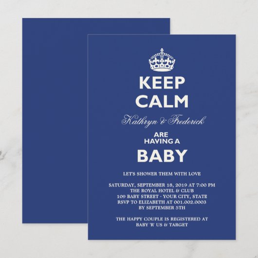 Keep Calm Funny Couples Baby shower Party nodigt u Kaart (Voorkant / Achterkant)