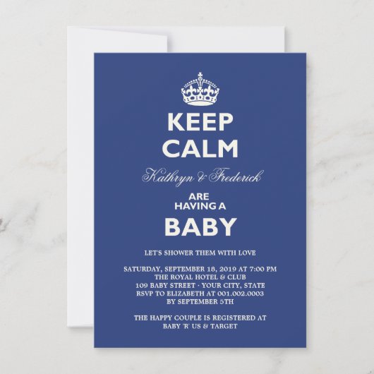 Keep Calm Funny Couples Baby shower Party nodigt u Kaart (Voorkant)