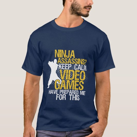 Keep Calm Funny Geeks and Gamers Ninja T-shirt (Voorkant)