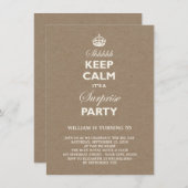 Keep Calm Funny Milestone Surprise Birthday Invite Kaart (Voorkant / Achterkant)