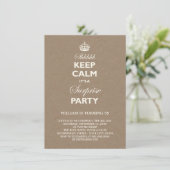 Keep Calm Funny Milestone Surprise Birthday Invite Kaart (Staand voorkant)