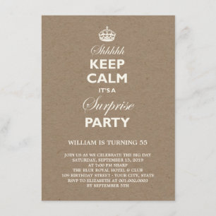 Keep Calm Funny Milestone Surprise Birthday Invite Kaart