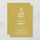 Keep Calm Funny Milestone Surprise Birthday Invite Kaart (Voorkant / Achterkant)