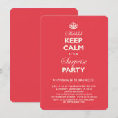 Keep Calm Funny Milestone Surprise Birthday Invite Kaart (Voorkant / Achterkant)