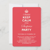 Keep Calm Funny Milestone Surprise Birthday Invite Kaart (Voorkant)