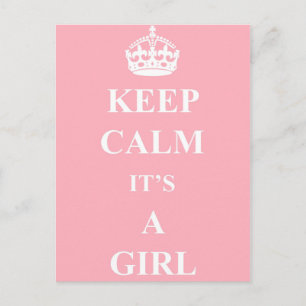 Keep Calm Girl Baby Aankondiging Briefkaart