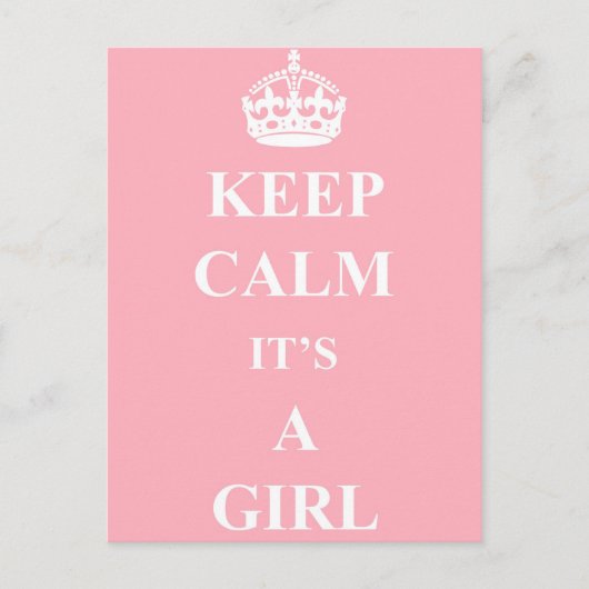 Keep Calm Girl Baby Aankondiging Briefkaart (Voorkant)