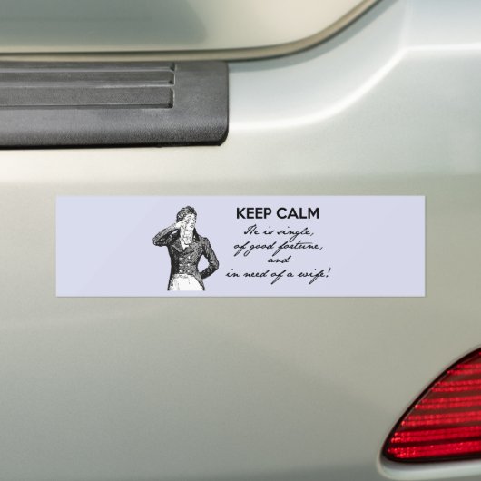 Keep Calm - hij is single... De heer Darcy  Bumpersticker (Op auto)