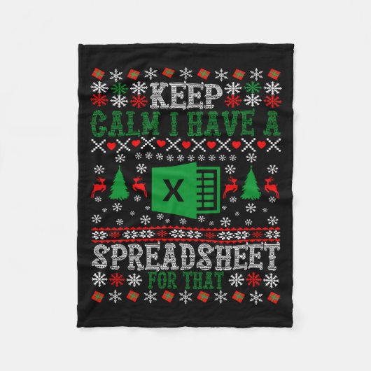 Keep Calm I Have A Spreadsheet For That Christmas Fleece Deken (Voorkant)