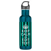 Keep Calm Jouw tekst op strepen Waterfles (Voorkant)