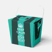 Keep Calm Jouw tekst Turquoise Stripes Bedankdoosjes (Voorkant Zijde)