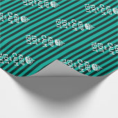 Keep Calm Jouw tekst Turquoise Stripes Cadeaupapier (Hoek)