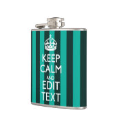  Keep Calm Jouw tekst Turquoise Stripes Heupfles (Links)