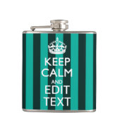 Keep Calm Jouw tekst Turquoise Stripes Heupfles (Voorkant)