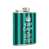  Keep Calm Jouw tekst Turquoise Stripes Heupfles (Rechts)