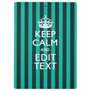 Keep Calm Jouw tekst Turquoise Stripes Klembord