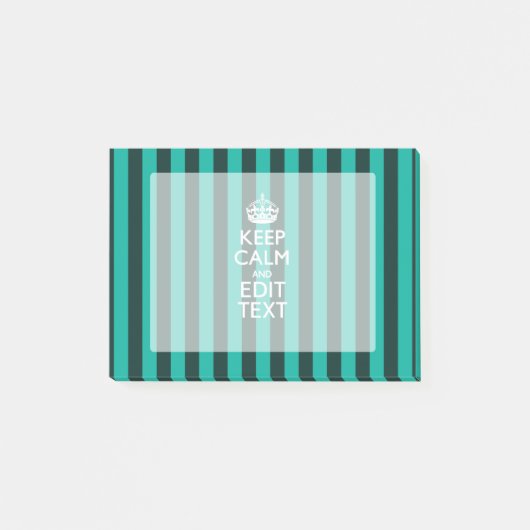  Keep Calm Jouw tekst Turquoise Stripes Post-it® Notes (Voorkant)
