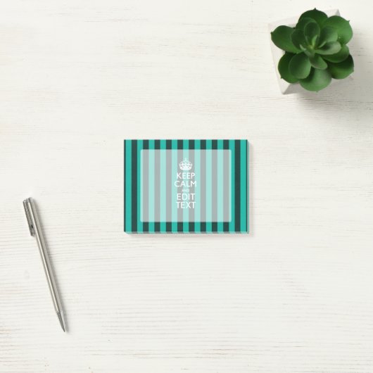 Keep Calm Jouw tekst Turquoise Stripes Post-it® Notes (Kantoor)