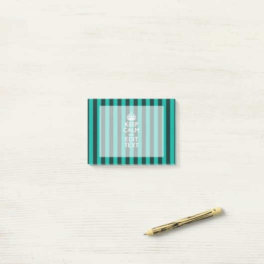 Keep Calm Jouw tekst Turquoise Stripes Post-it® Notes (Op bureau)