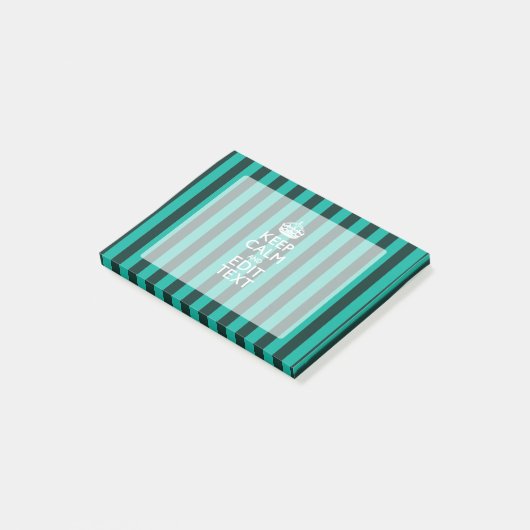 Keep Calm Jouw tekst Turquoise Stripes Post-it® Notes (Schuin)