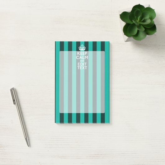  Keep Calm Jouw tekst Turquoise Stripes Post-it® Notes (Kantoor)