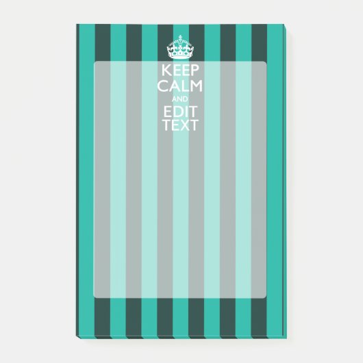  Keep Calm Jouw tekst Turquoise Stripes Post-it® Notes (Voorkant)