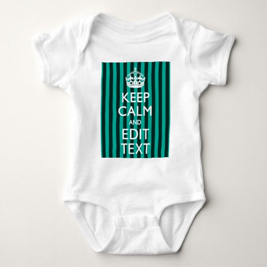  Keep Calm Jouw tekst Turquoise Stripes Romper (Voorkant)