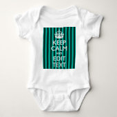 Keep Calm Jouw tekst Turquoise Stripes Romper (Voorkant)