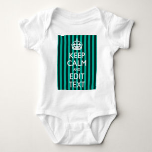 Keep Calm Jouw tekst Turquoise Stripes Romper