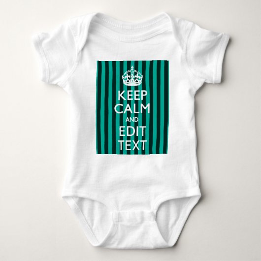  Keep Calm Jouw tekst Turquoise Stripes Romper (Voorkant)