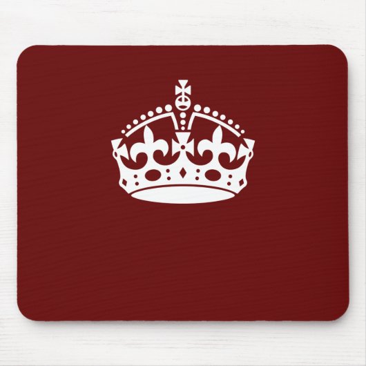 Keep Calm Kroon Burgundy Rood Accent Muismat (Voorkant)