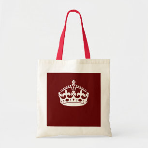 Keep Calm Kroon Burgundy Rood Accent Tote Bag