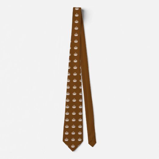 Keep Calm Kroon op Chocolade Bruin Stropdas (Voorkant)