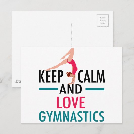 Keep Calm Love Gymnastics Beautiful Gymnast Briefkaart (Voorkant / Achterkant)