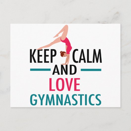 Keep Calm Love Gymnastics Beautiful Gymnast Briefkaart (Voorkant)