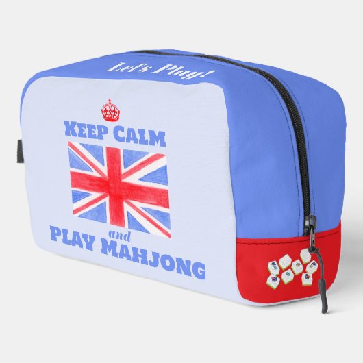 Keep Calm Mahjong Union Jack Brit Flag Tile Bag Toilettasje (Rechterhoek)