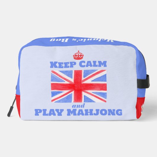 Keep Calm Mahjong Union Jack Brit Flag Tile Bag Toilettasje (Achterkant)