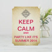 KEEP CALM Mayan Summer 2014 Ticket Style Invite Kaart (Staand voorkant)