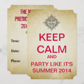 KEEP CALM Mayan Summer 2014 Ticket Style Invite Kaart (Voorkant / Achterkant)