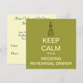KEEP CALM Mod Rehearsal Dinner Invitation (Square) Kaart (Voorkant / Achterkant)