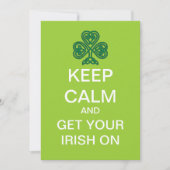 KEEP CALM Mod St. Patrick's Day Uitnodiging (Voorkant)