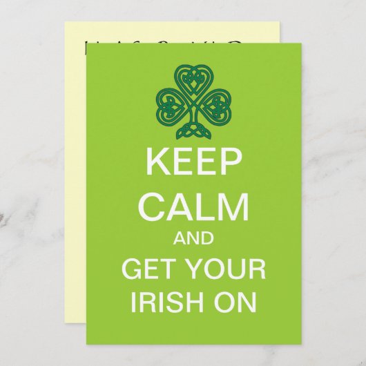 KEEP CALM Mod St. Patrick's Day Uitnodiging (Voorkant / Achterkant)