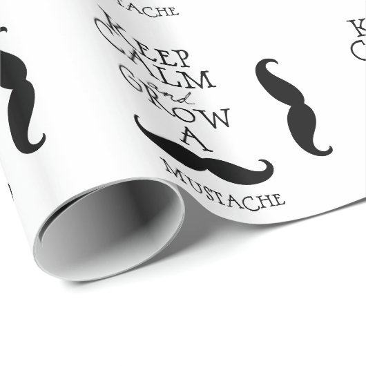 Keep Calm Mustache Cadeaupapier (Rol Hoek)