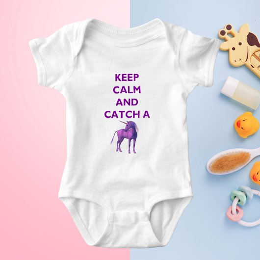 Keep Calm, Paarse Unicorn Baby Jersey Bodysuit, Romper