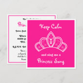 Keep Calm Pink Princess Song Karaoke Party Kaart (Voorkant / Achterkant)
