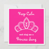 Keep Calm Pink Princess Song Karaoke Party Kaart (Voorkant)