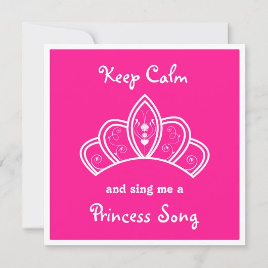Keep Calm Pink Princess Song Karaoke Party Kaart (Voorkant)