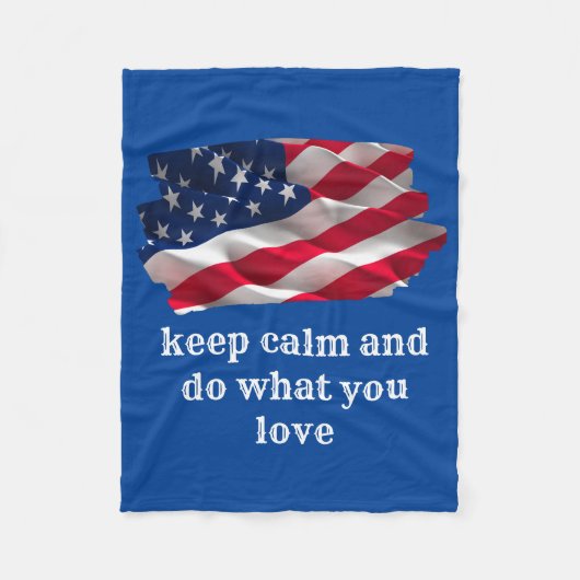 keep calm quote and vibrant american flag fleece deken (Voorkant)